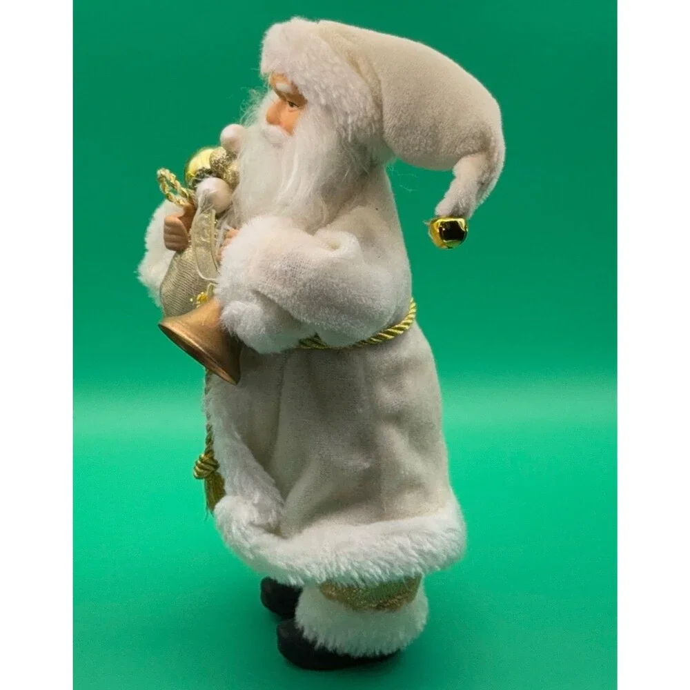 Christmas Old World Santa Claus White and Gold Standing Figurine